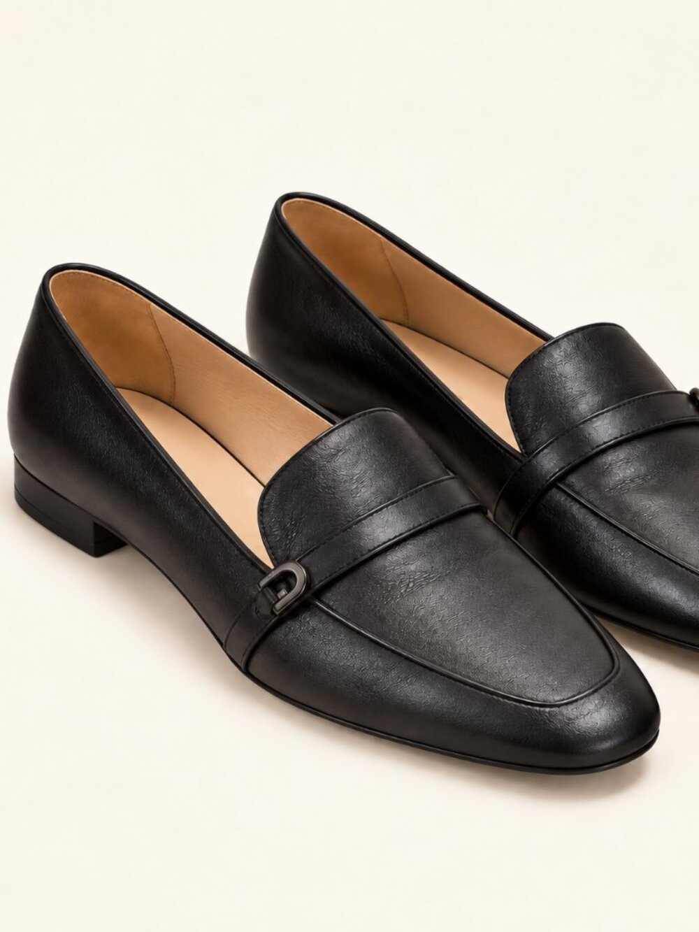 Furla Black Leather Buckle Loafers Made in Italy Size 40
